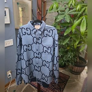 Made In Italy Gucci Jumbo GG checked 100% wool shirt